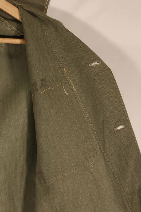 実物　1940年代　アメリカ海兵隊　USMC　M41 HBTユーティリティジャケット　退色あり　ポケット欠損