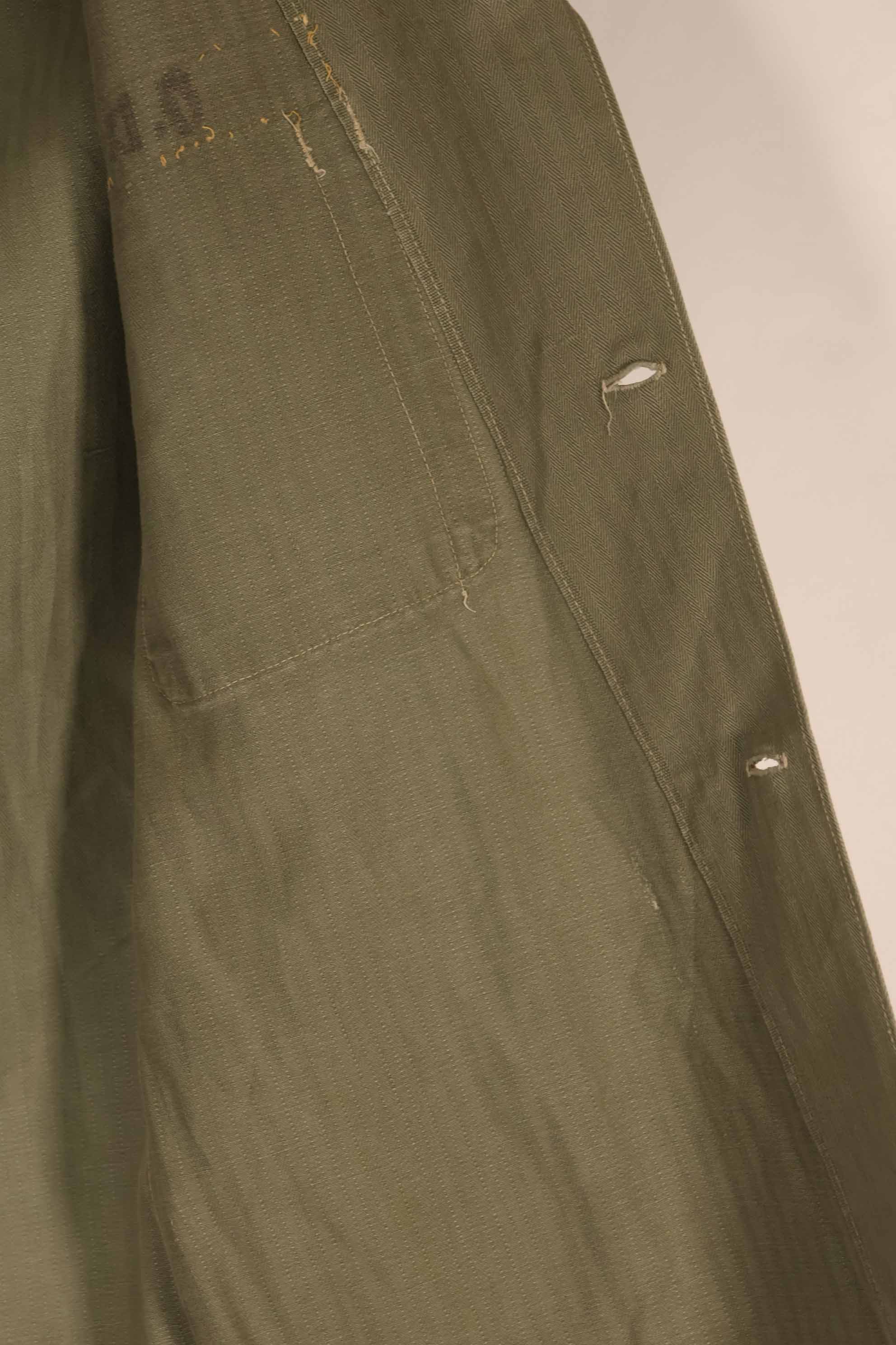 実物　1940年代　アメリカ海兵隊　USMC　M41 HBTユーティリティジャケット　退色あり　ポケット欠損