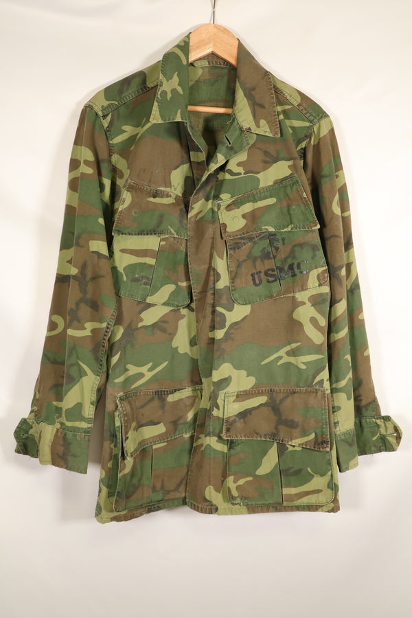 1967年頃契約　サイズタグ欠損　初期プリント　USMC ノンリップ ERDL ジャングルファティーグ　ジャケット　中古品