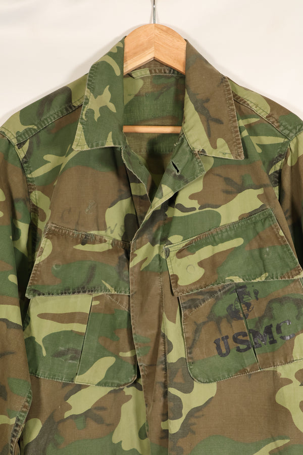 1967年頃契約　サイズタグ欠損　初期プリント　USMC ノンリップ ERDL ジャングルファティーグ　ジャケット　中古品