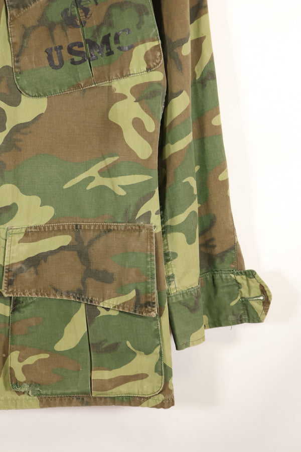 1967年頃契約　サイズタグ欠損　初期プリント　USMC ノンリップ ERDL ジャングルファティーグ　ジャケット　中古品