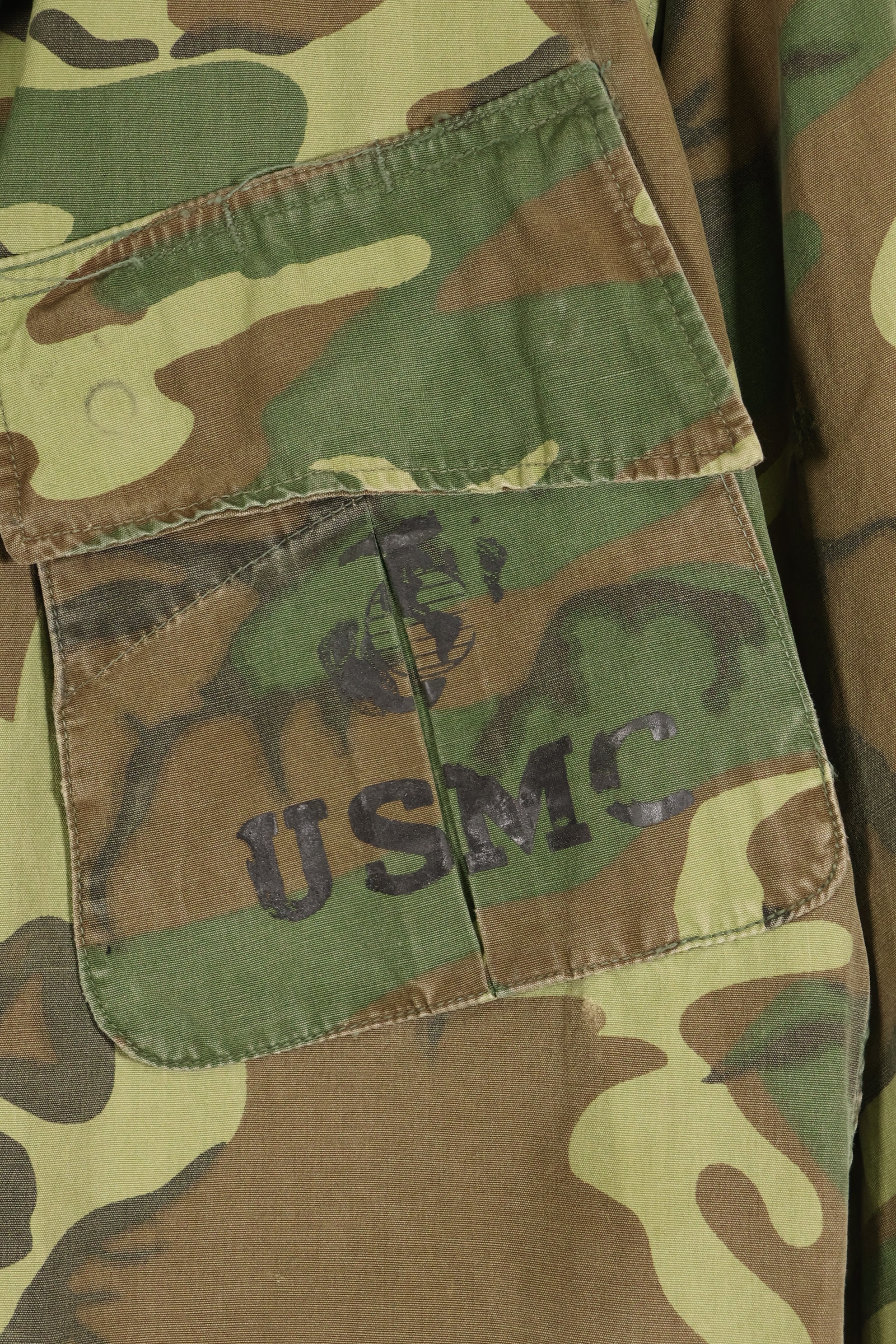 1967年頃契約　サイズタグ欠損　初期プリント　USMC ノンリップ ERDL ジャングルファティーグ　ジャケット　中古品