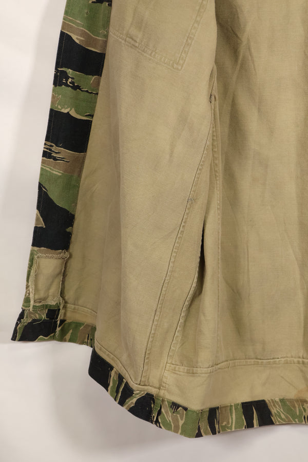 Early 1960s twill fabric, rare VNMC 1st Model tiger stripe shirt, used by Taylor.