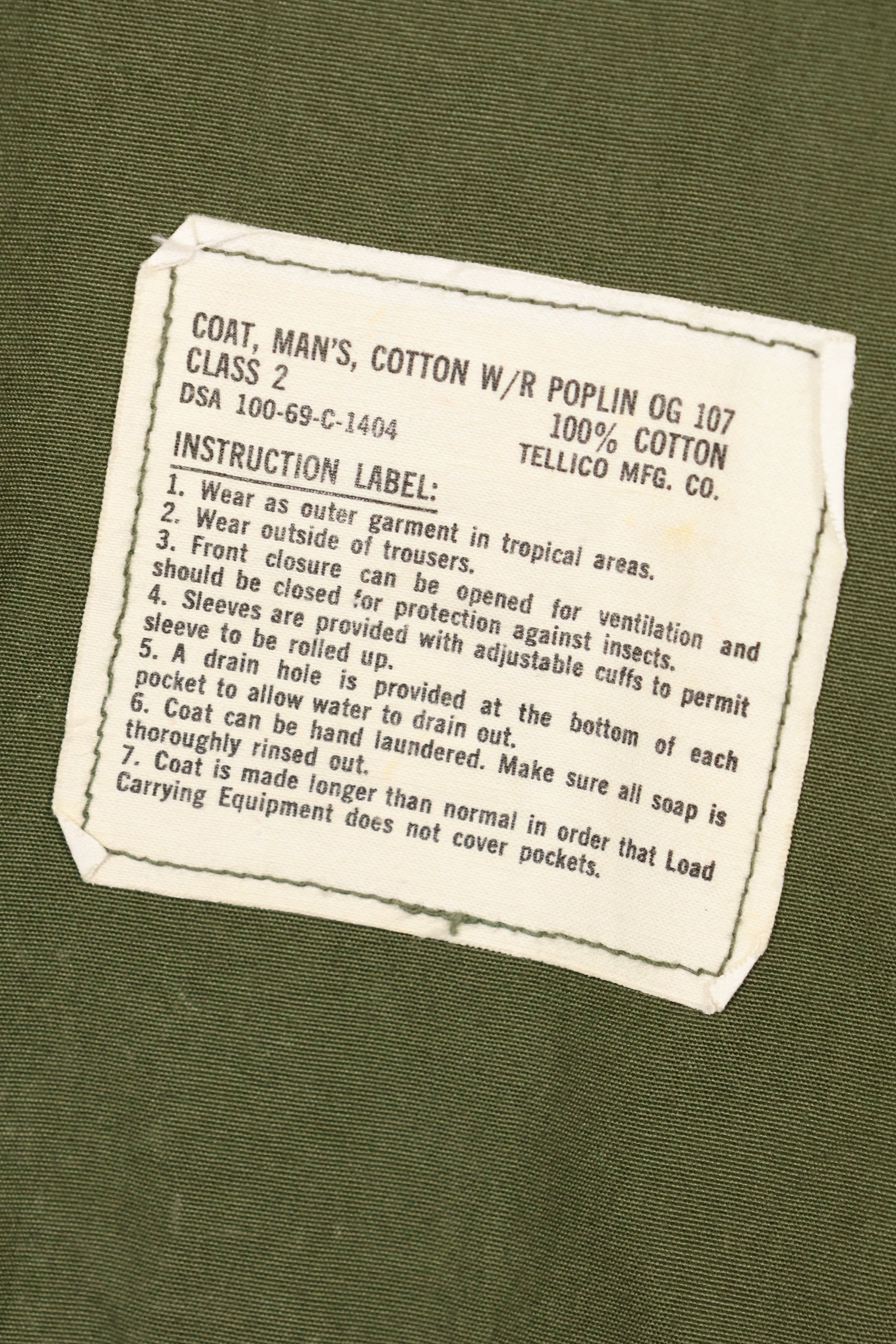 1969 Contract L-L 3rd Model Jungle Fatigue Jacket, Used, With Tag　