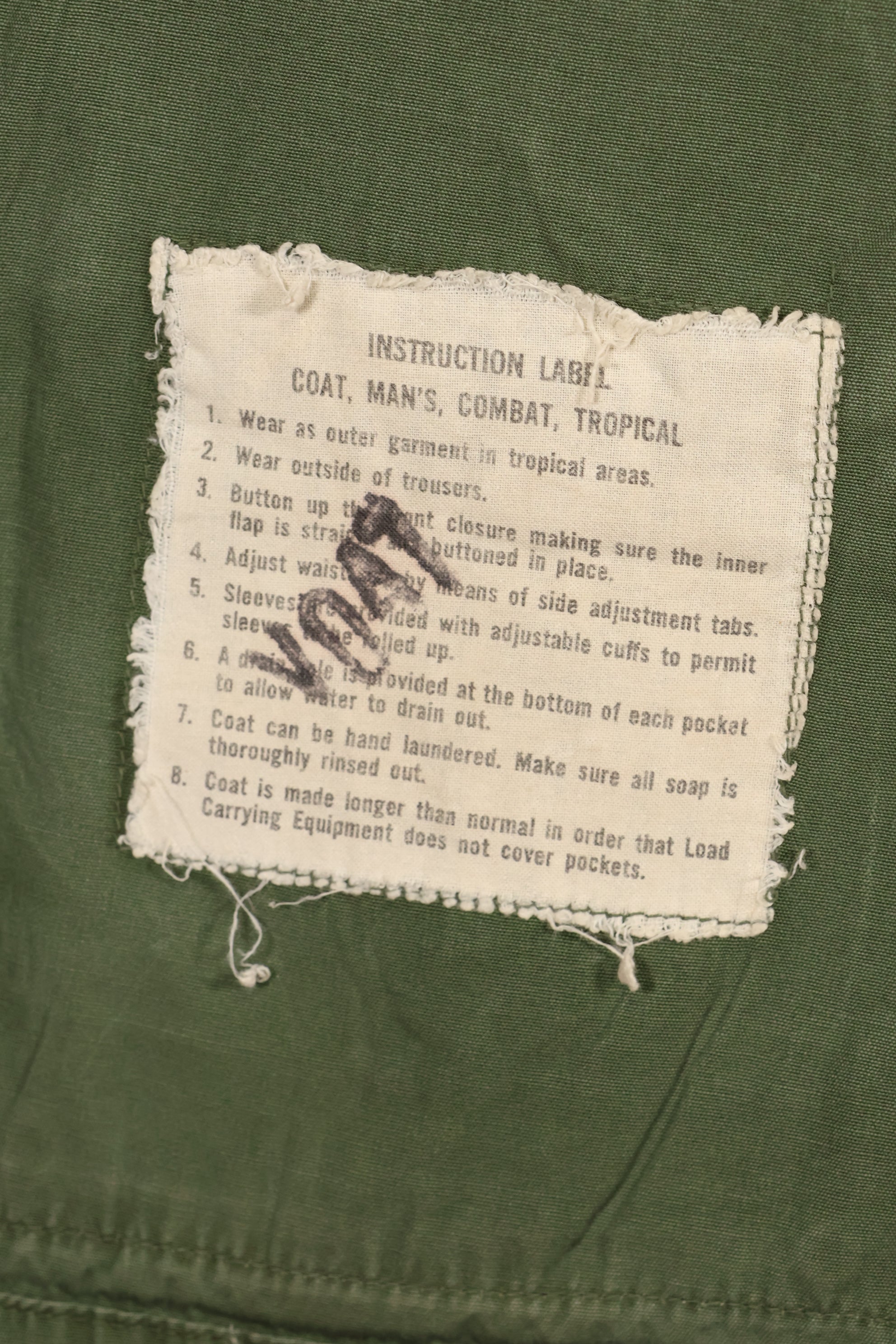 Circa 1965  S-S  2nd Model Jungle Fatigue Jacket  Stained  Faded  Used