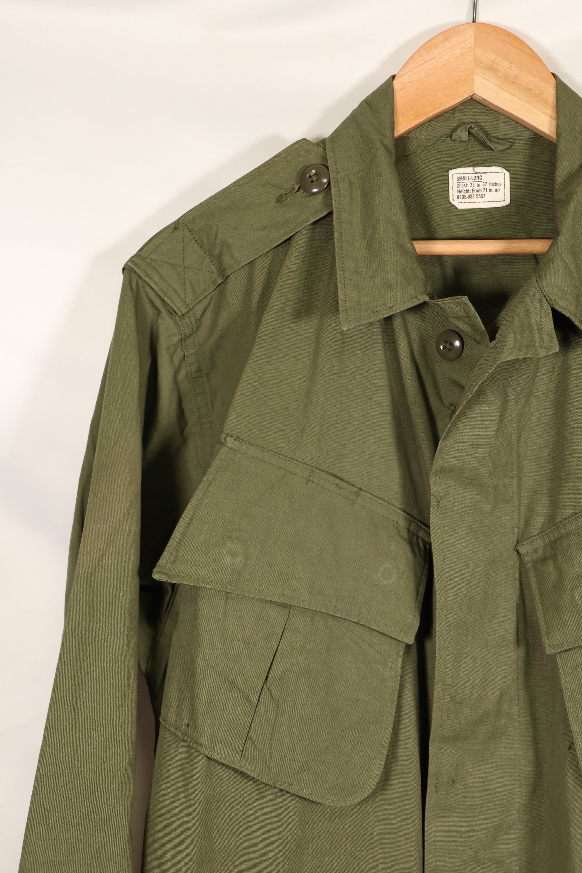 Circa 1965  S-L  2nd Model Jungle Fatigue Jacket  Stains and scuffs  Used