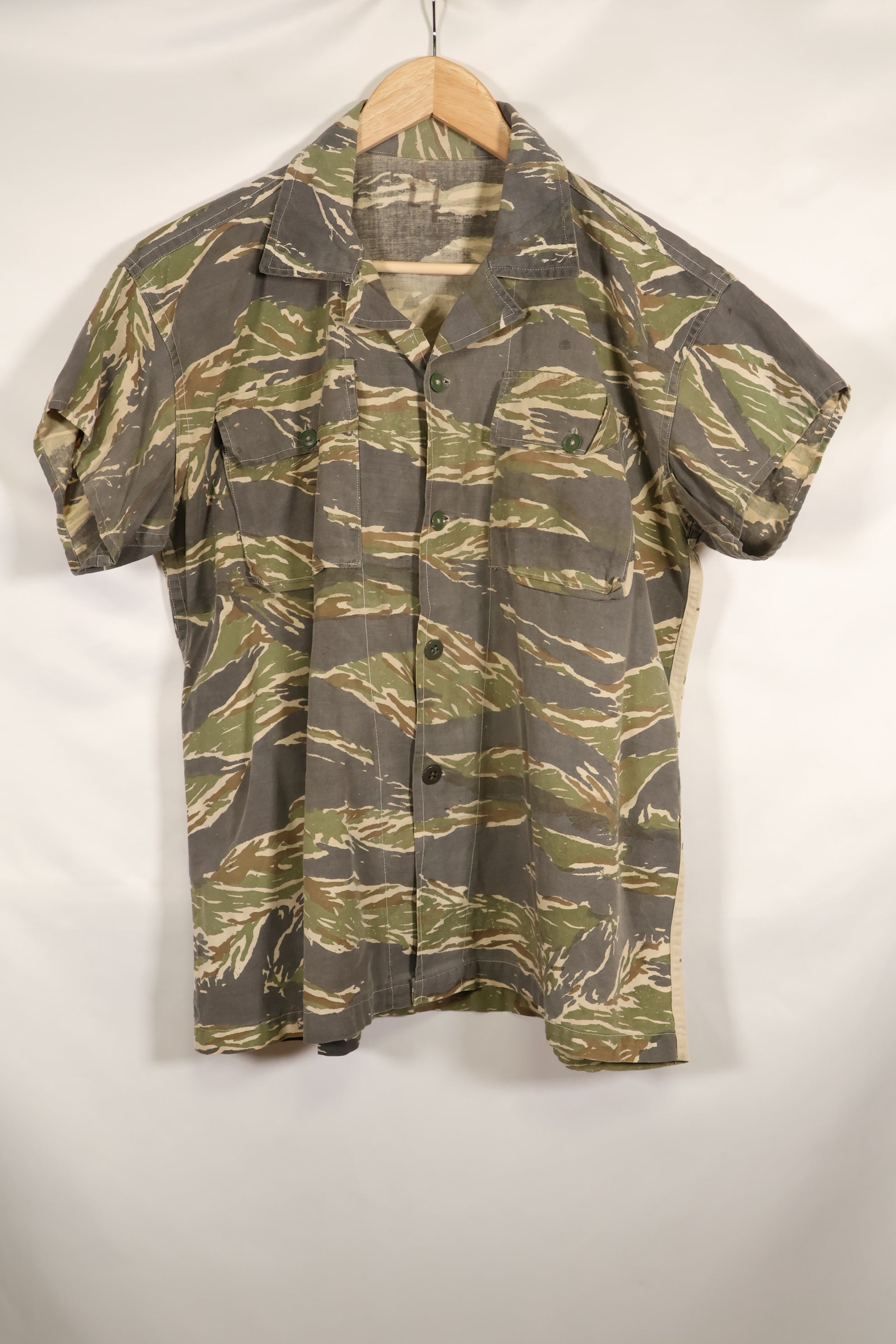 推定1970年代　ローカルメイド　タイガーストライプ　半袖シャツ　中古品