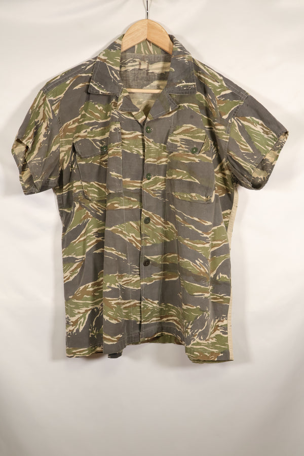 推定1970年代　ローカルメイド　タイガーストライプ　半袖シャツ　中古品