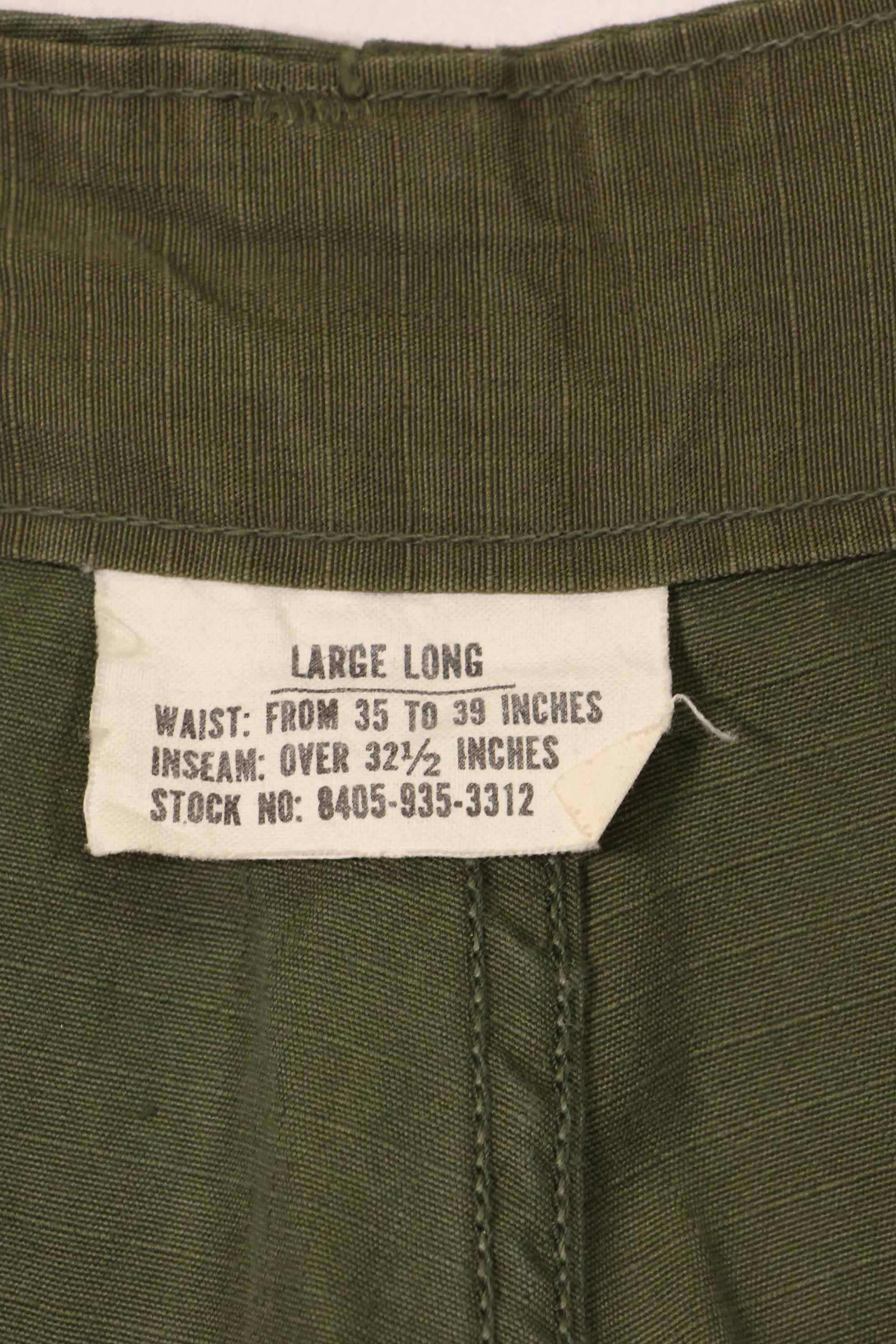 1969年契約　4th Model リップストップ　ジャングルファティーグ　パンツ　L-L　中古品