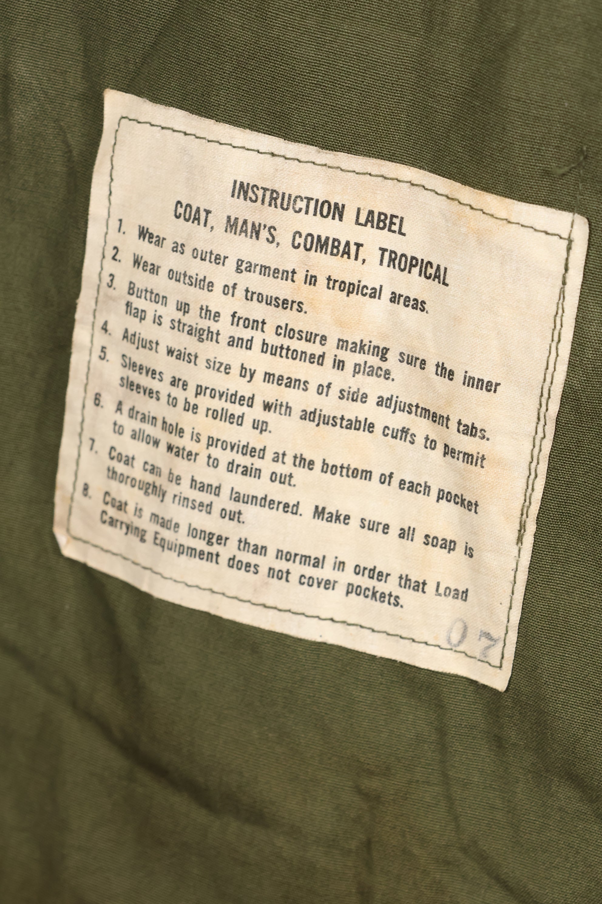 Circa 1965  S-L  2nd Model Jungle Fatigue Jacket  Stains and scuffs  Used
