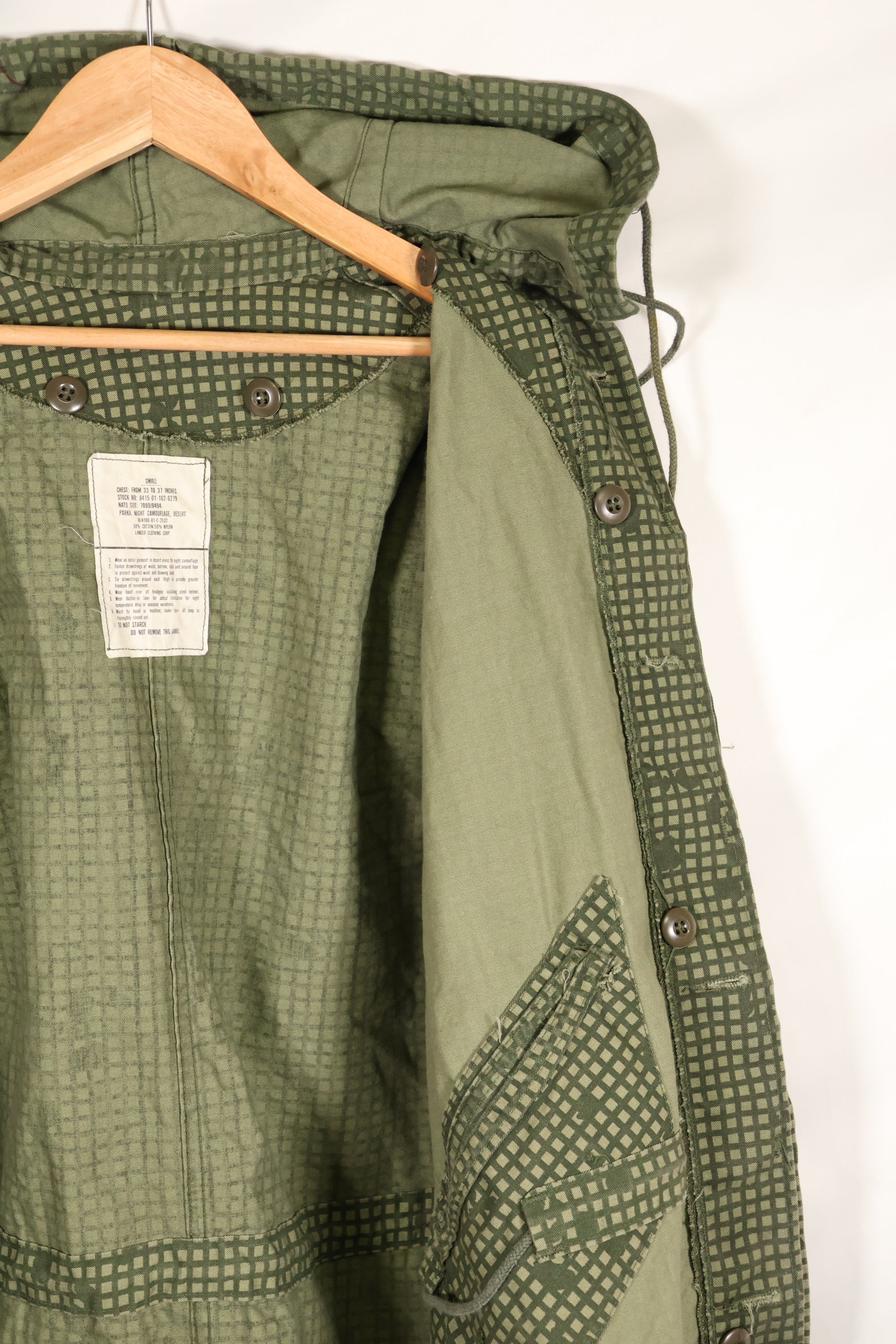 1981 Contract, SMALL, Early Model, U.S. Army, Desert Night Parka, Camouflage Parka, Used