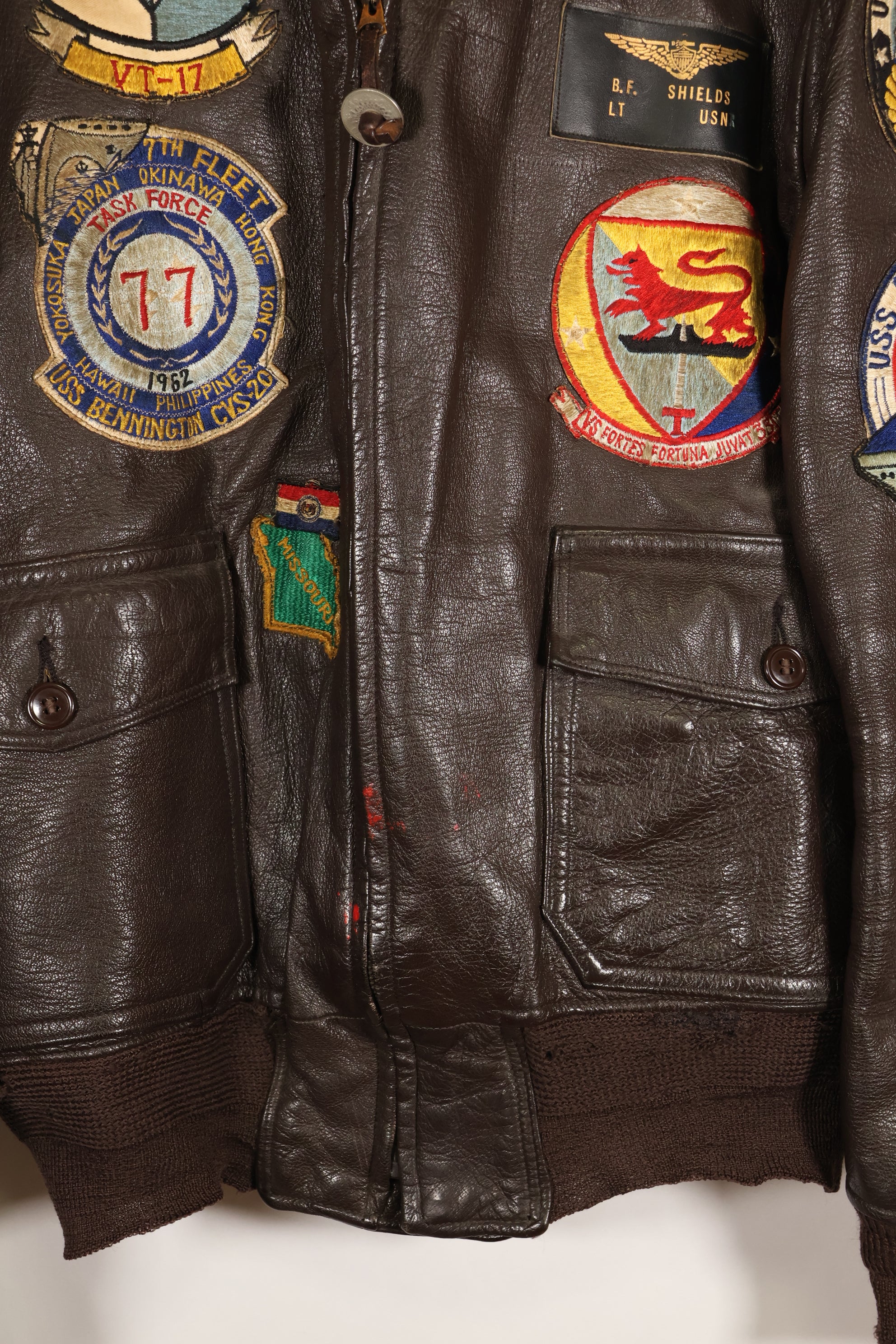 Late 1940s  55J14  U.S. Navy  G-1  Flight Jacket  Very early model  With patches  Rare item