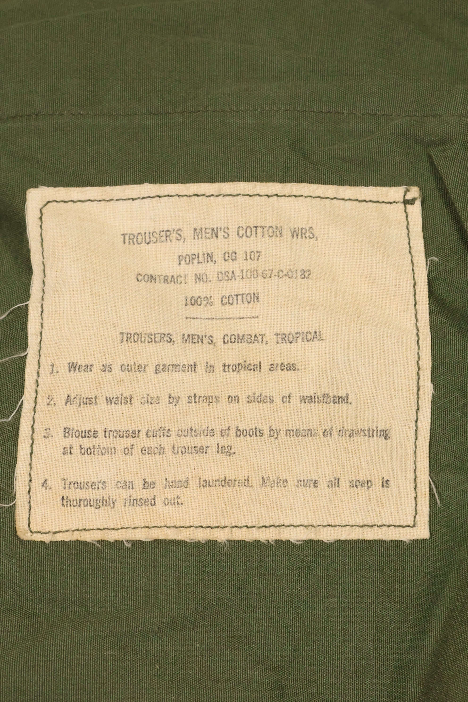 1967年契約　3rd Model ノンリップストップ　ジャングルファティーグ　パンツ　L-L　中古品　B