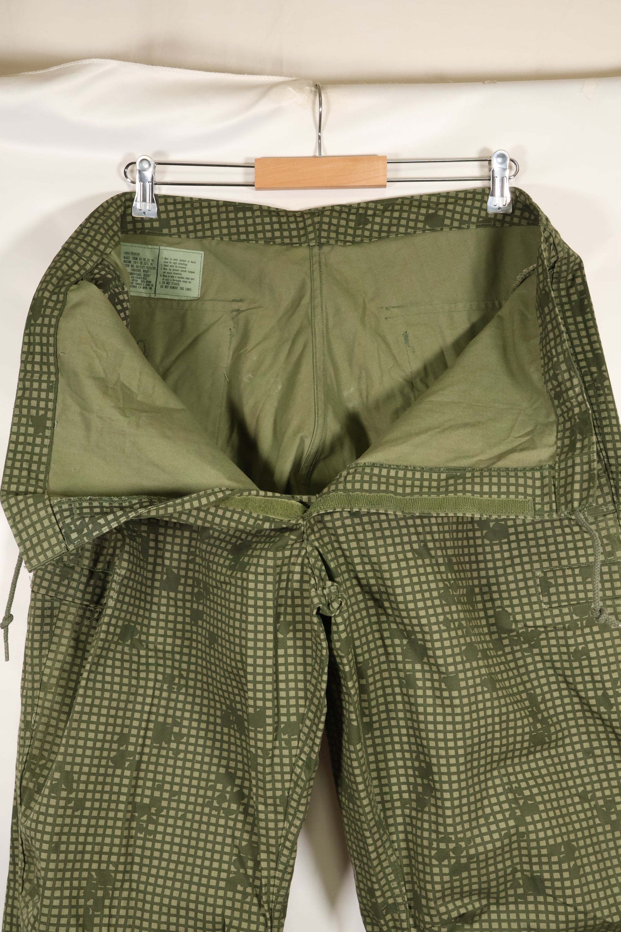 1987 Contract - L-R: U.S. Military, Infrared-Countermeasure, Night Camo, Pants, Overpants, Used (Replica)
