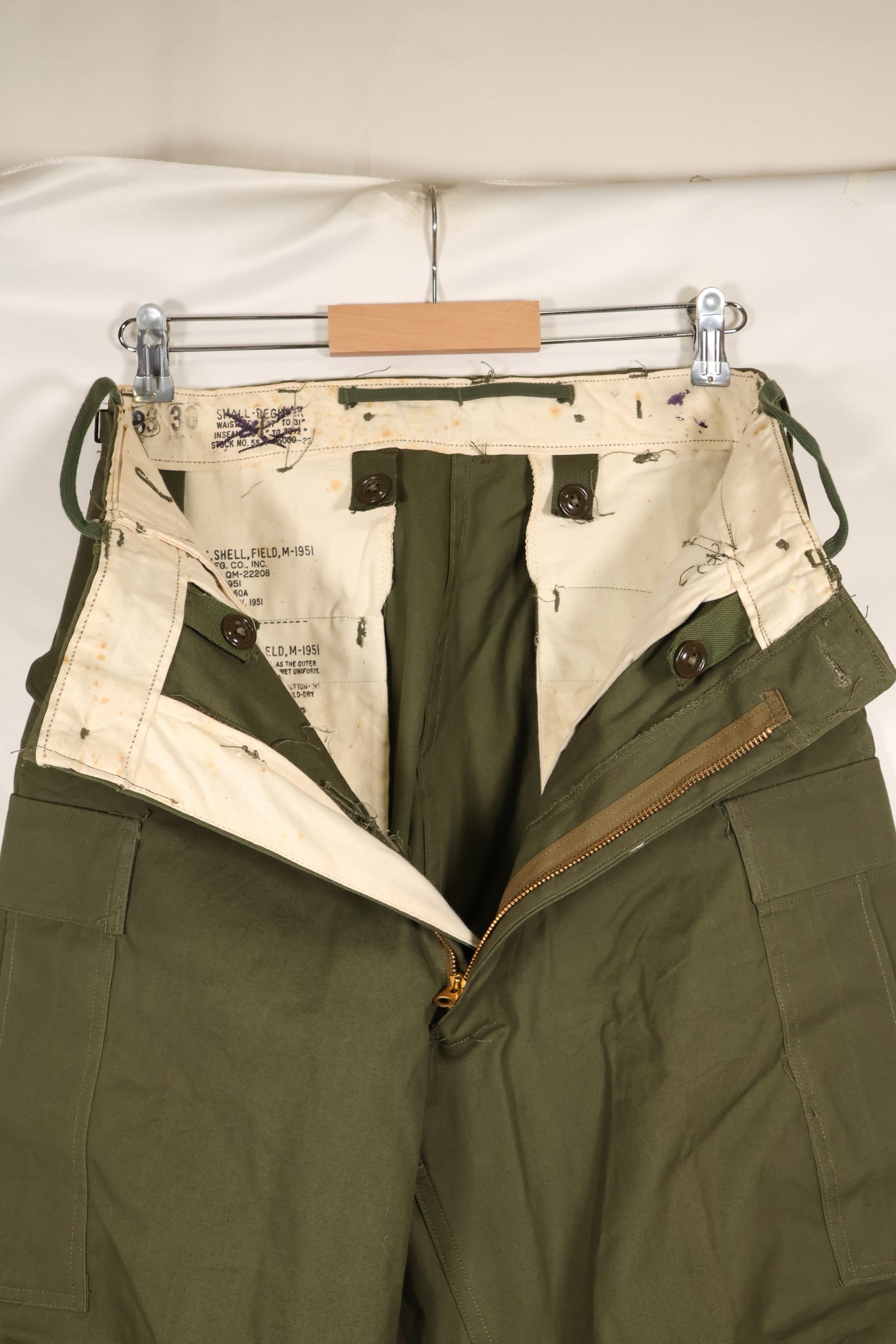 1951 Contract, S-R, U.S. Army, M51 Field Pants, Virtually Unused, Some Stains and Dirt