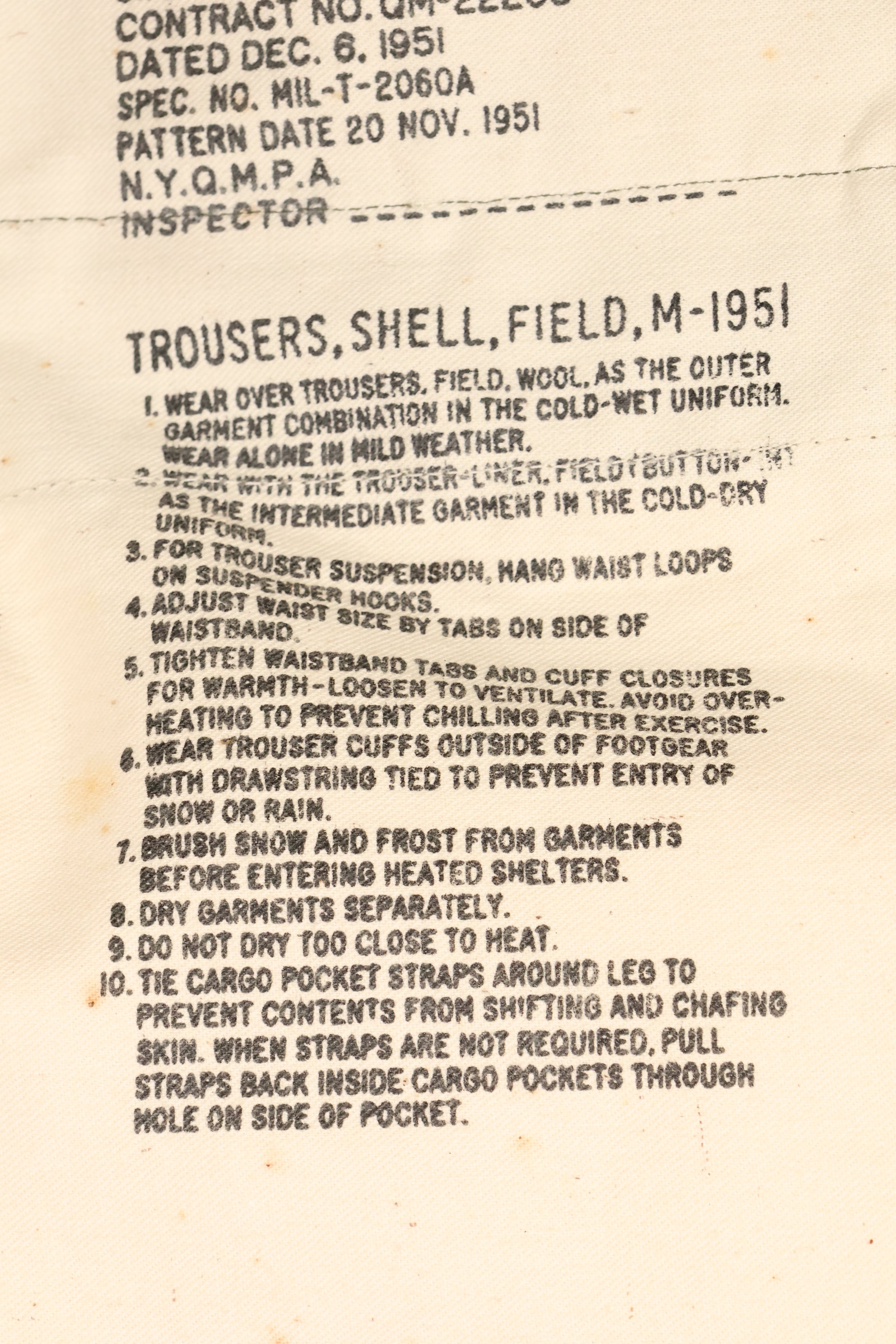 1951 Contract, S-R, U.S. Army, M51 Field Pants, Virtually Unused, Some Stains and Dirt