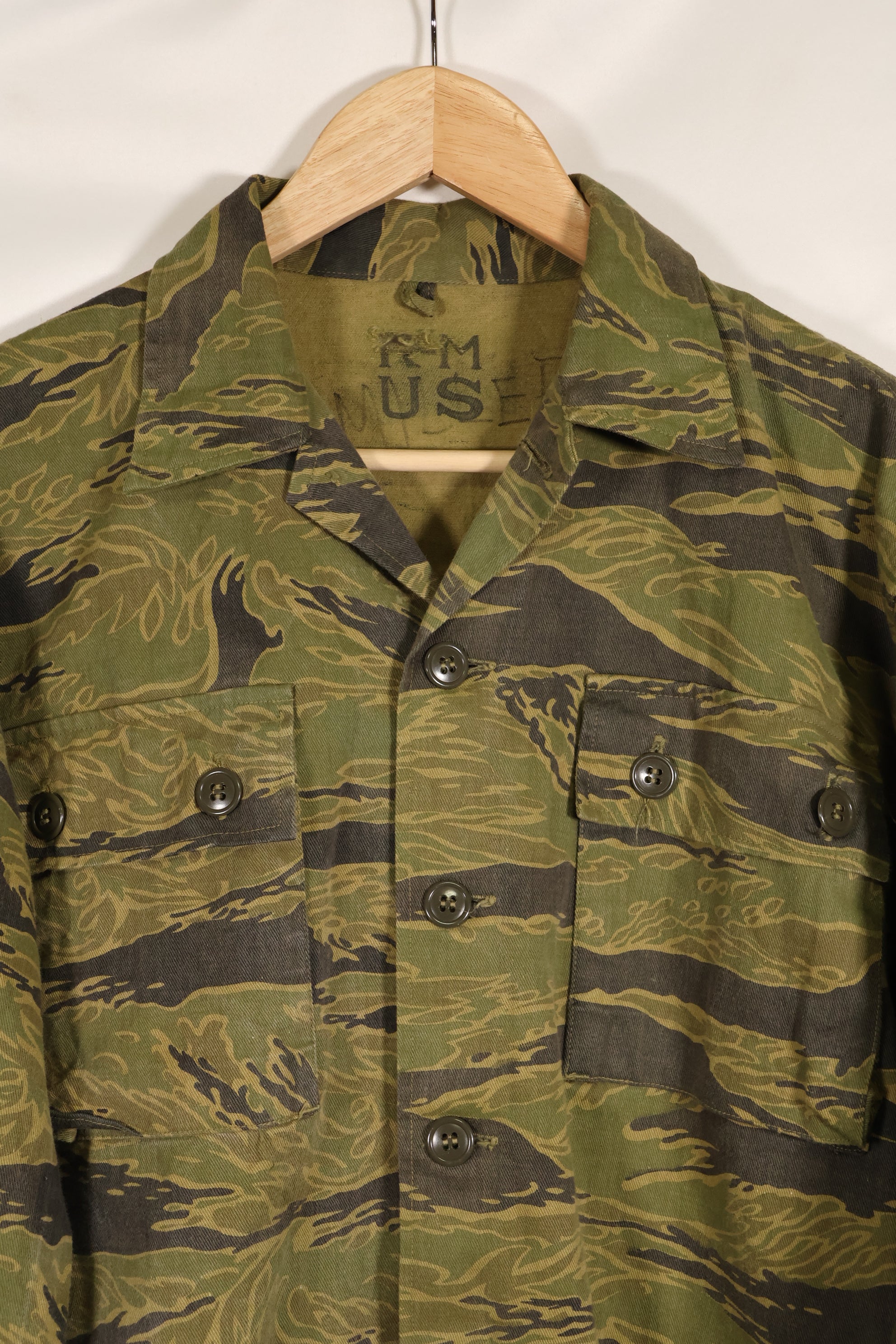 大阪 MASH製　US-M ゴールドタイガーストライプ　USカット　シャツ　中古品　退色あり