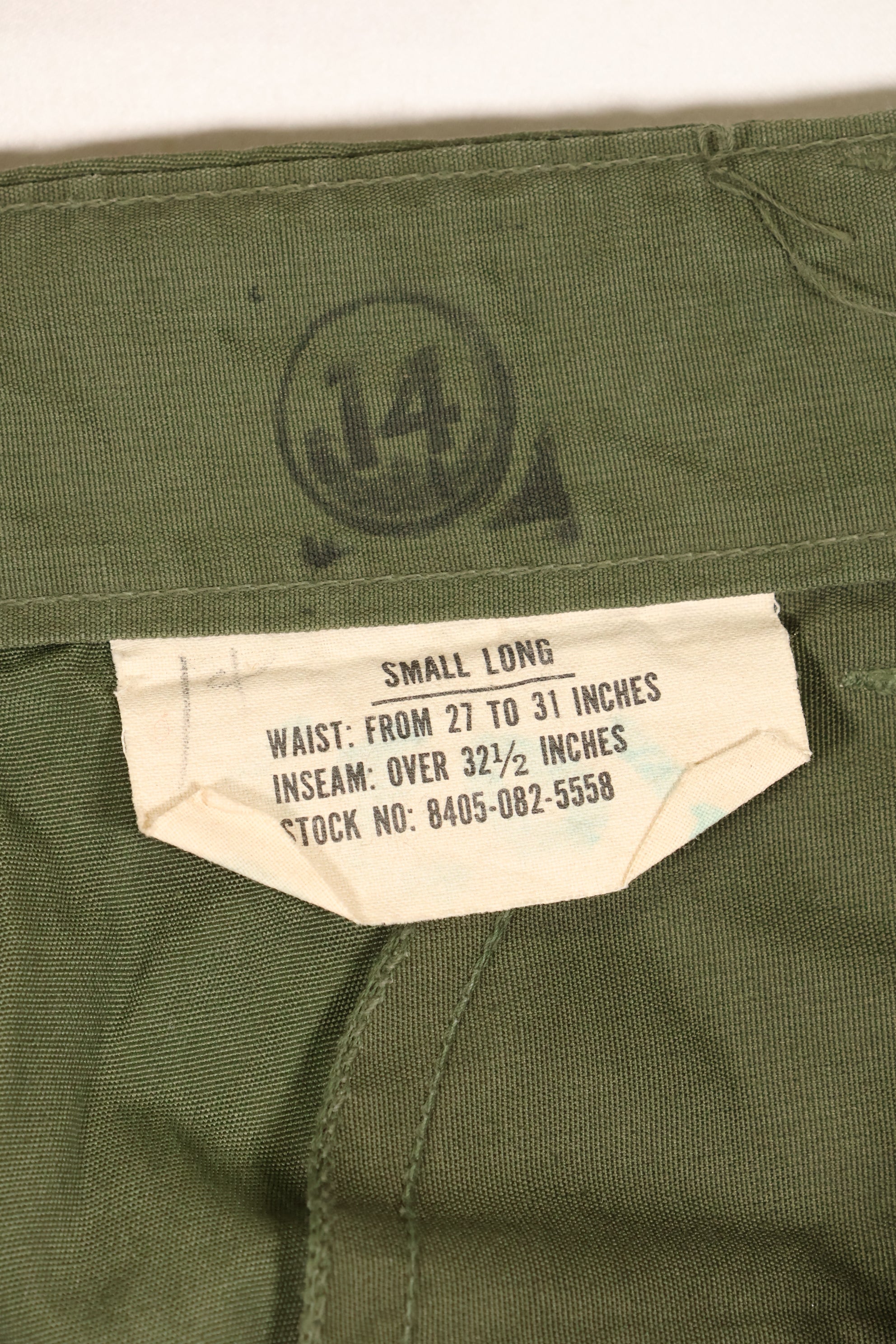 推定 1967年頃　S-L　3rd Model ノンリップストップ ジャングルファティーグ　パンツ　褪色あり　中古品
