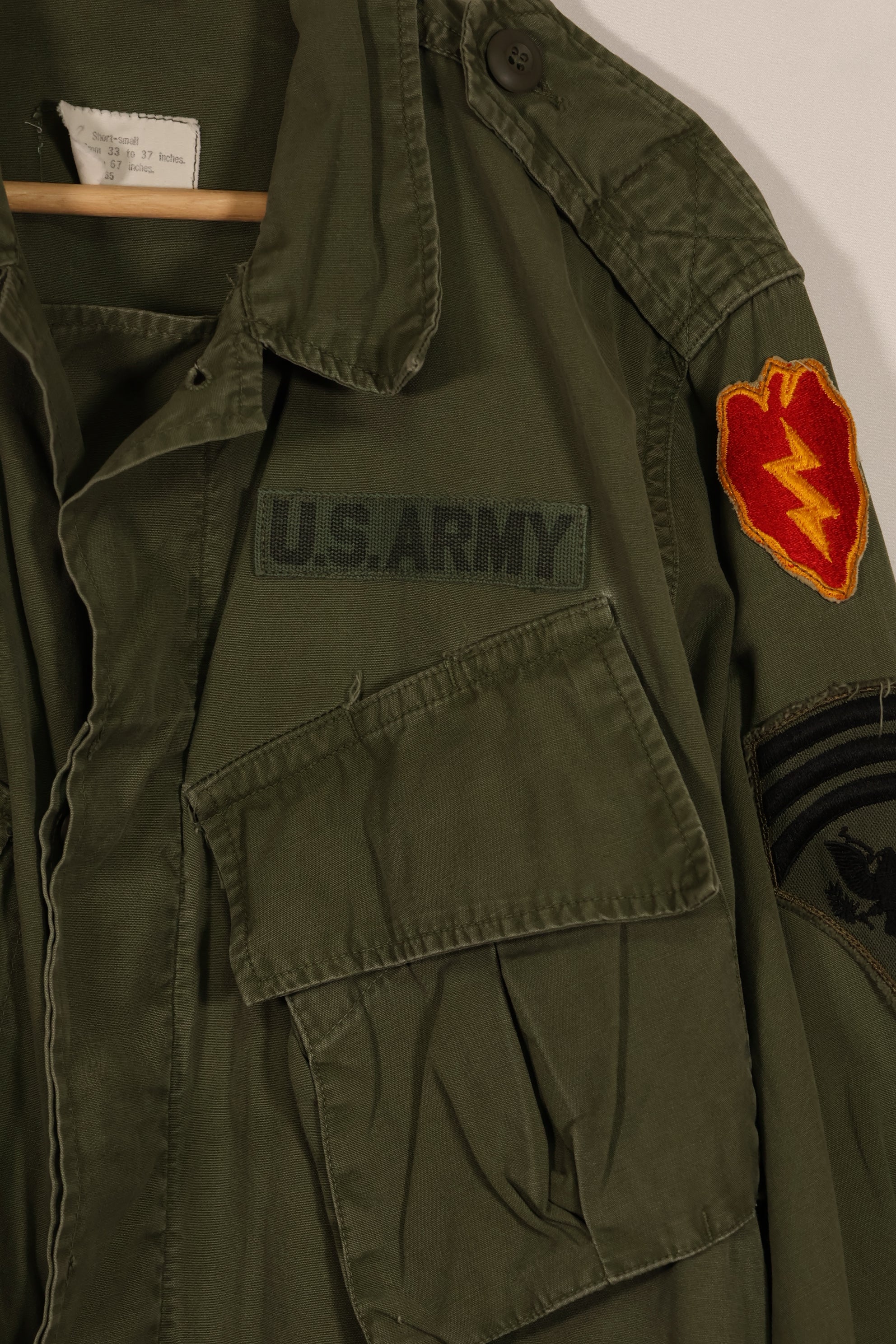 実物　日本製　FEC-39917　2nd Model ジャングルファティーグ ジャケット　第25歩兵師団　パッチ付き　中古品