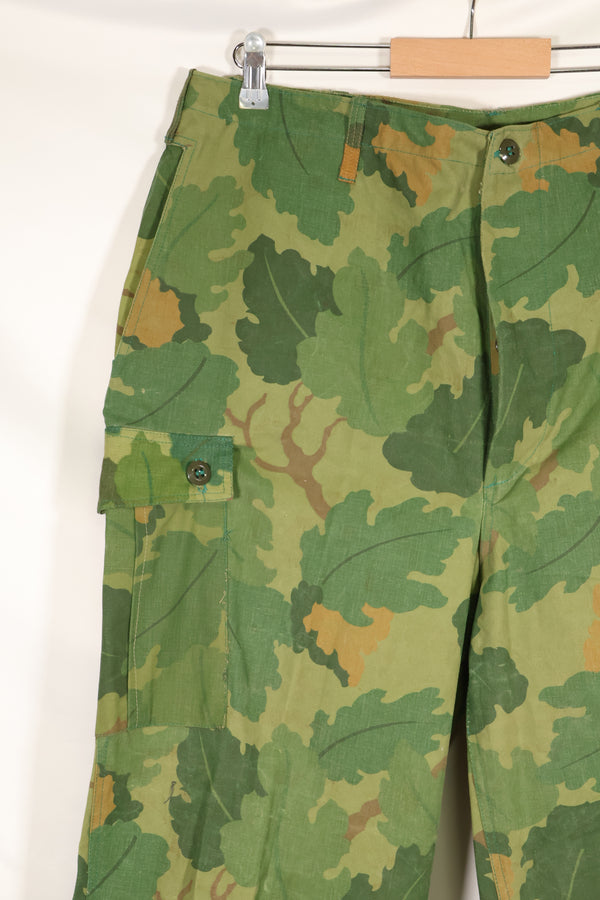 Authentic Fabric: Mitchell Pattern Camouflage, 1st Model Jungle Fatigue Pants, Tent Fabric, Used