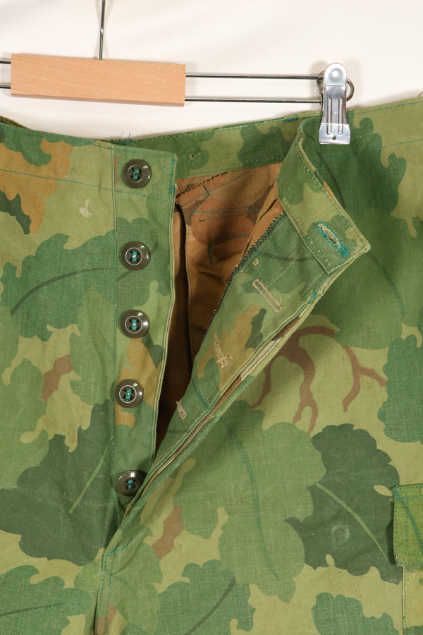 Authentic Fabric: Mitchell Pattern Camouflage, 1st Model Jungle Fatigue Pants, Tent Fabric, Used