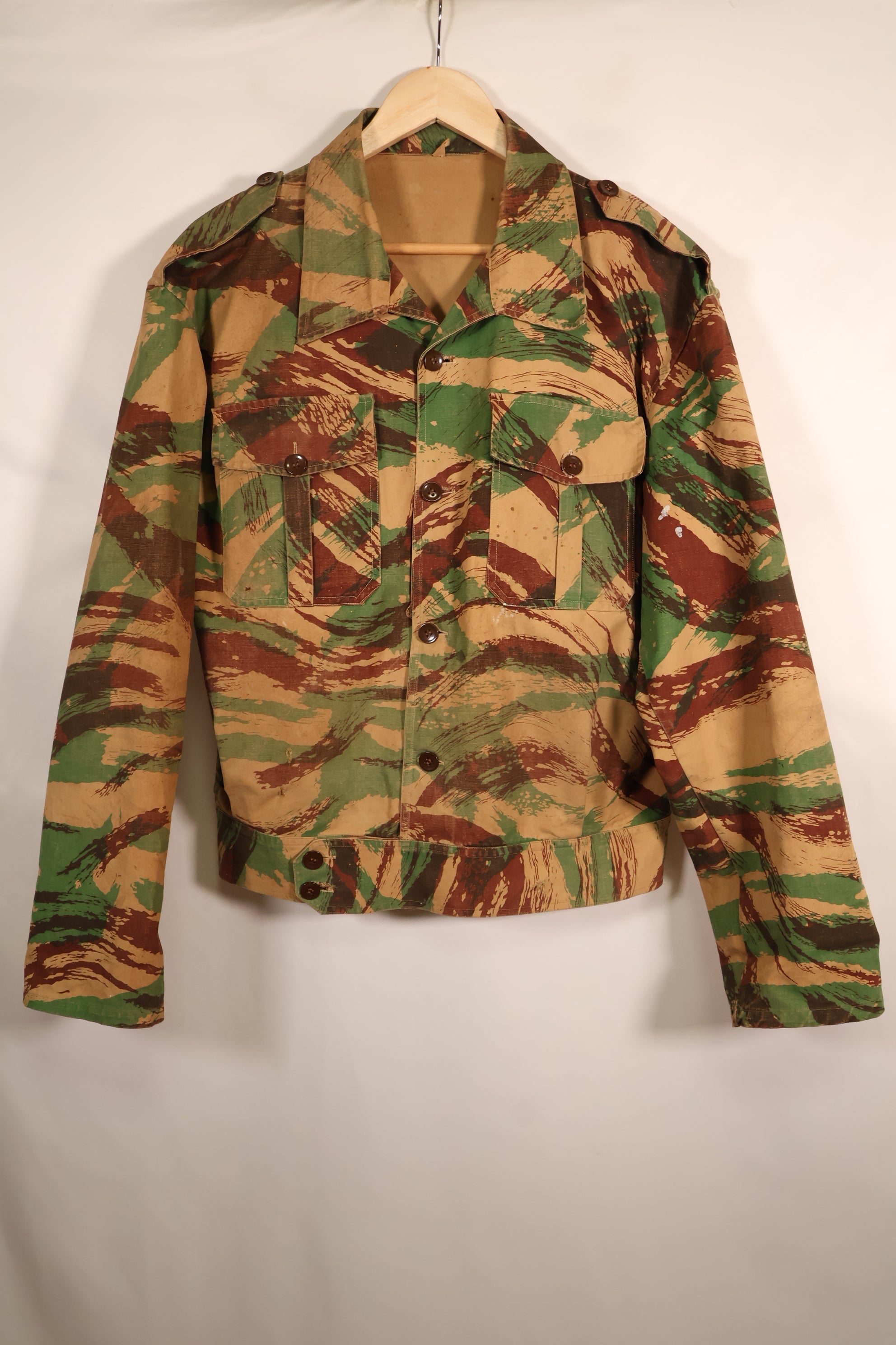 1950年代　インドシナ戦争　英軍バトルドレス型　リザード迷彩　シェルターハーフ生地製　ジャケット　中古品