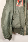 1950s, estimated size 40–42, U.S. Air Force B-15D flight jacket, modified with shearling, includes patches, used