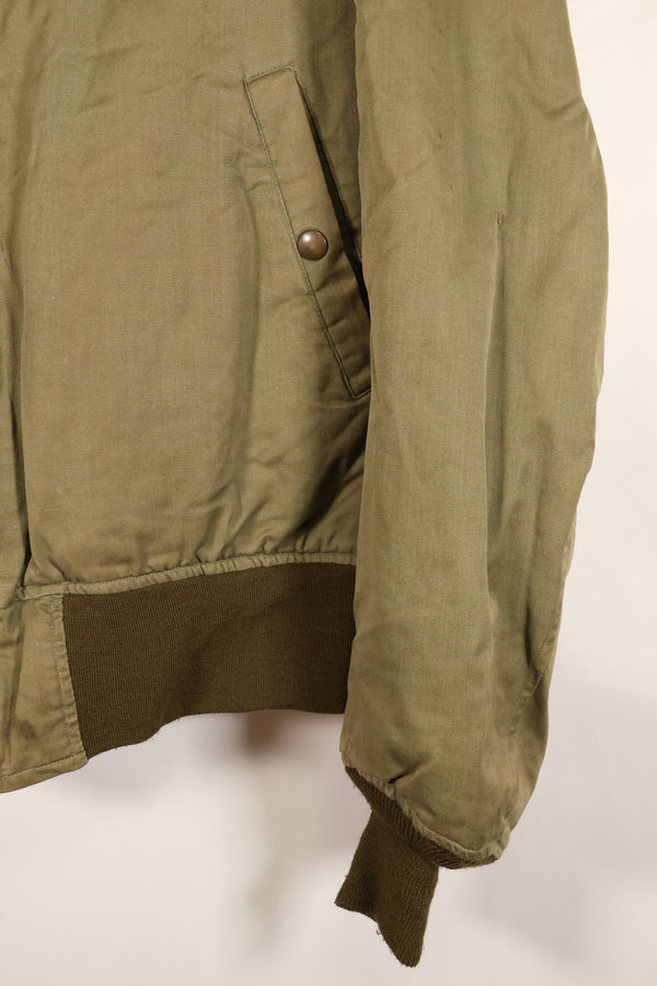 1940s, estimated age 38–40, U.S. Army Air Forces (USAAF) B-15A flight jacket, modified with shearling, used