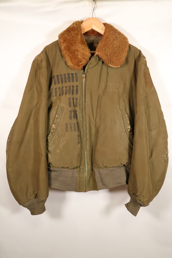 1940年代　サイズ 42　WWII　アメリカ陸軍航空隊　B-15　フライトジャケット　カレンダー加工生地　中古品