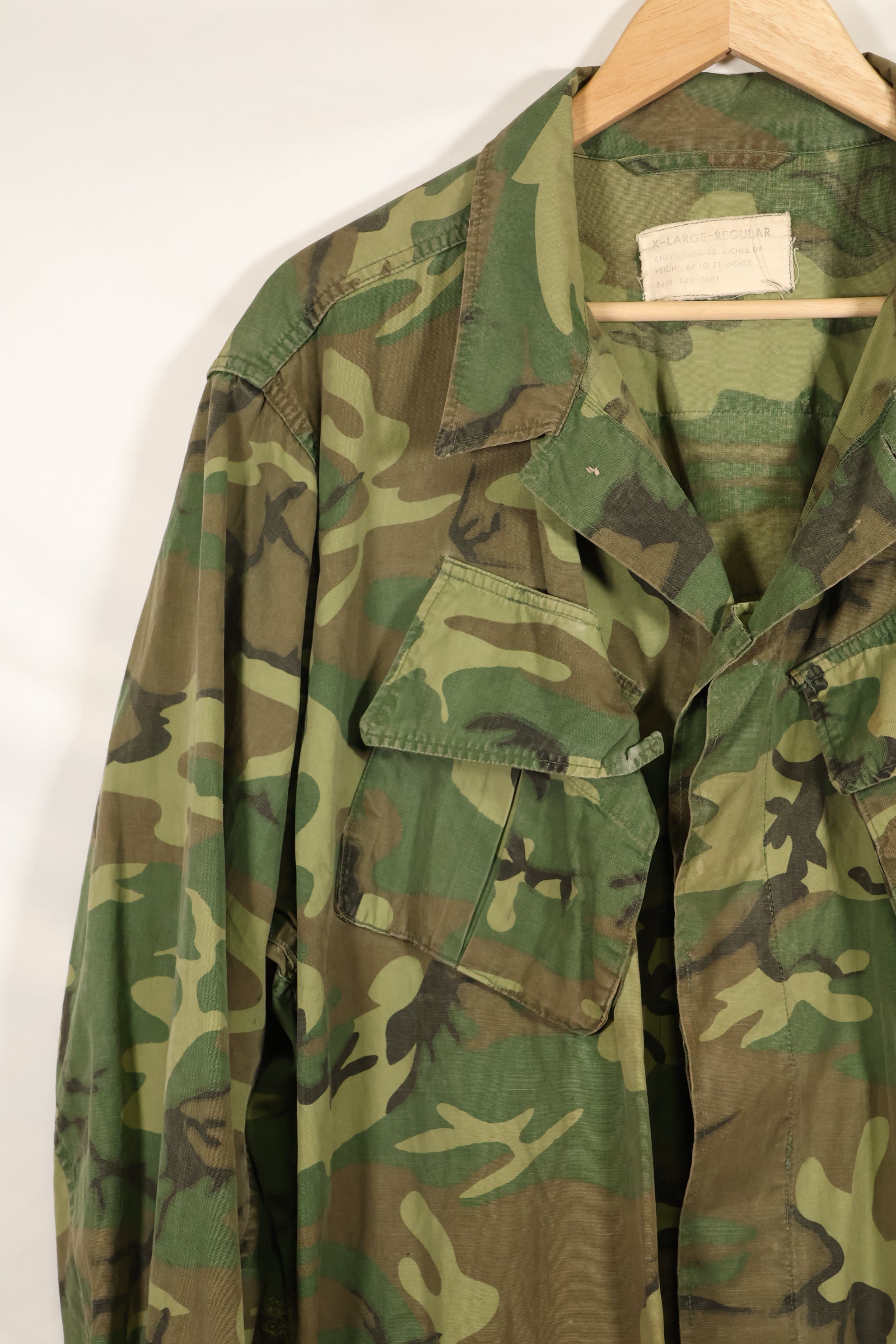 1966〜67年頃　X-L-R　ノンリップストップ　初期プリント　ERDL　ファティーグジャケット　中古品