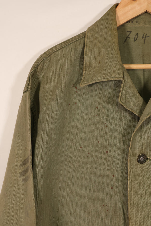 実物　WWII アメリカ海兵隊　USMC　P41　HBTジャケット　レアボタン付　中古品