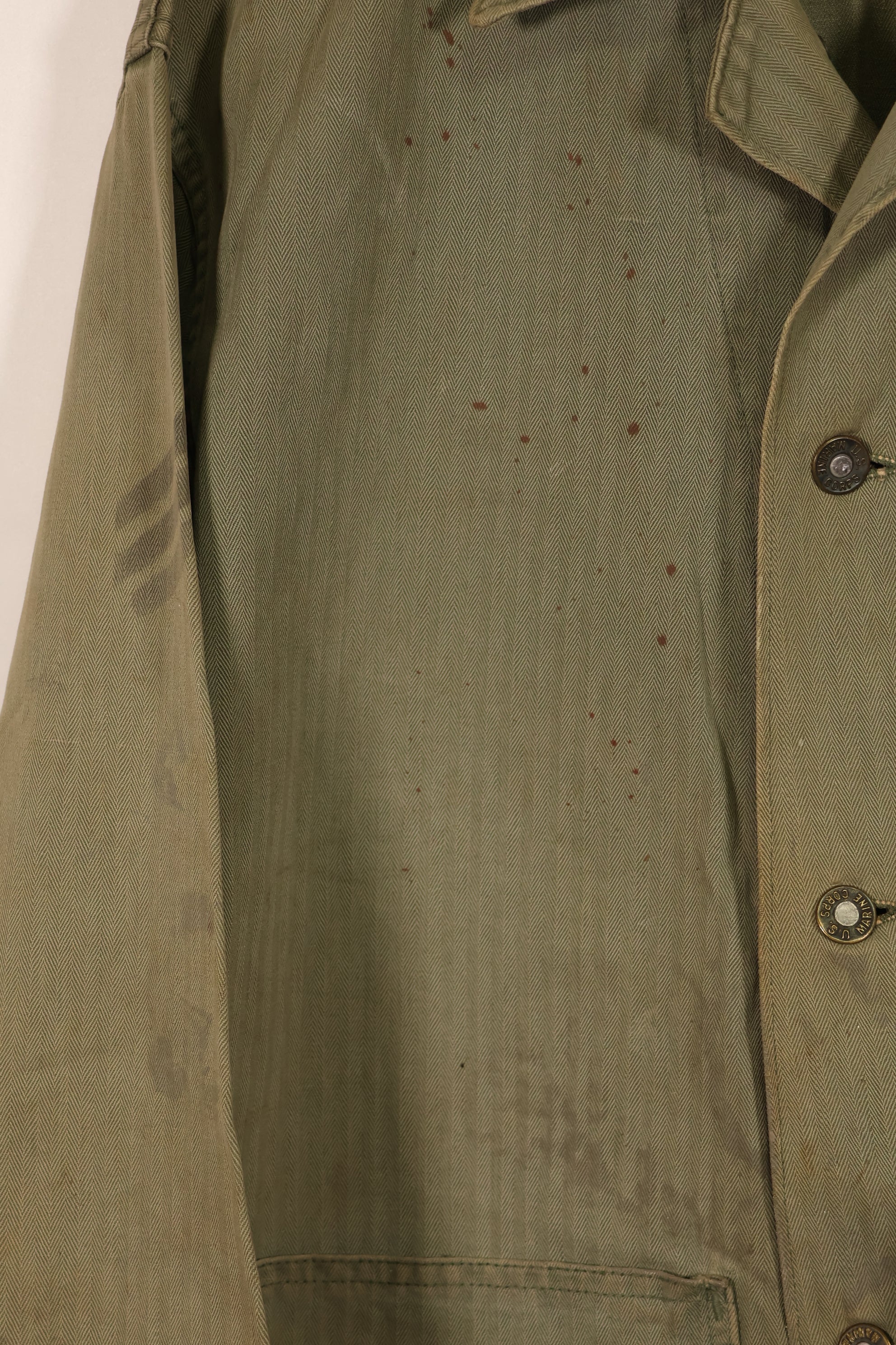 実物　WWII アメリカ海兵隊　USMC　P41　HBTジャケット　レアボタン付　中古品