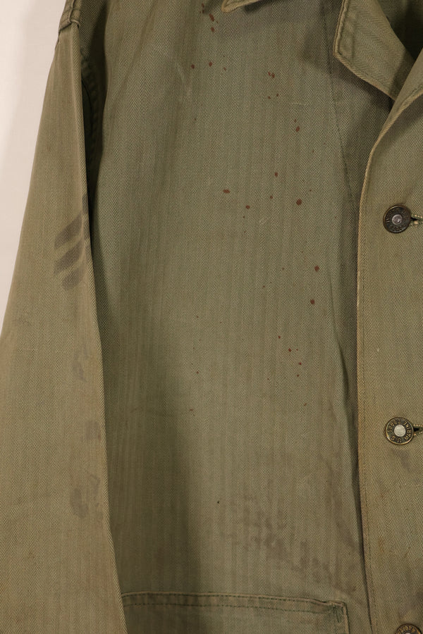 実物　WWII アメリカ海兵隊　USMC　P41　HBTジャケット　レアボタン付　中古品