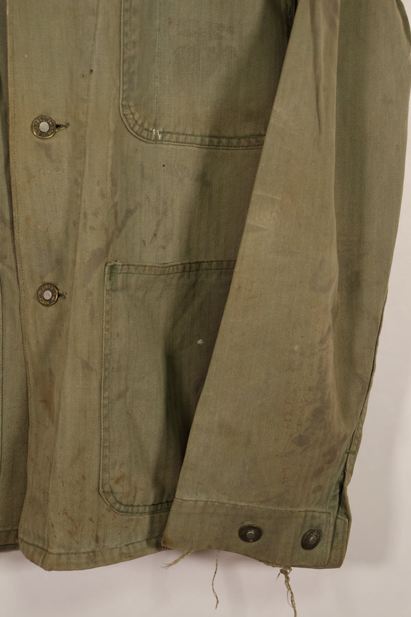 実物　WWII アメリカ海兵隊　USMC　P41　HBTジャケット　レアボタン付　中古品