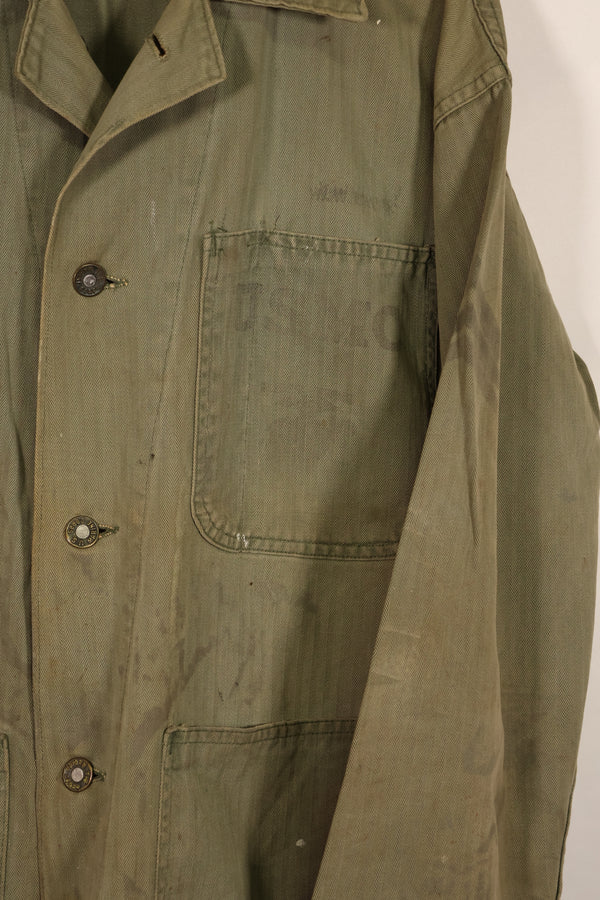 実物　WWII アメリカ海兵隊　USMC　P41　HBTジャケット　レアボタン付　中古品