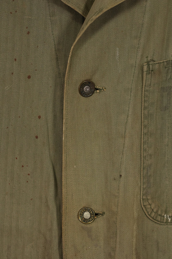 実物　WWII アメリカ海兵隊　USMC　P41　HBTジャケット　レアボタン付　中古品