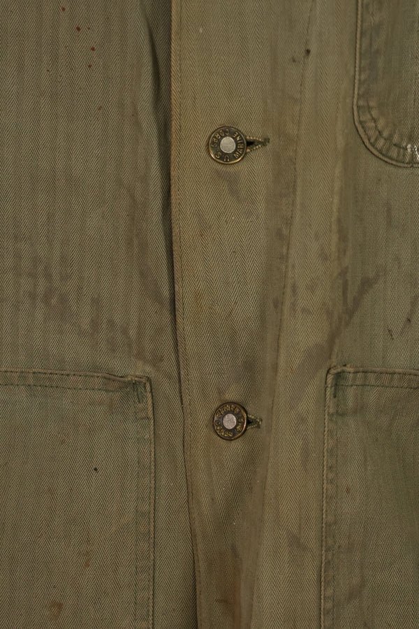 実物　WWII アメリカ海兵隊　USMC　P41　HBTジャケット　レアボタン付　中古品