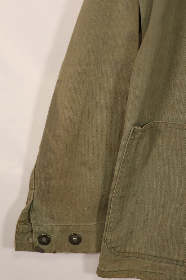 実物　WWII アメリカ海兵隊　USMC　P41　HBTジャケット　レアボタン付　中古品