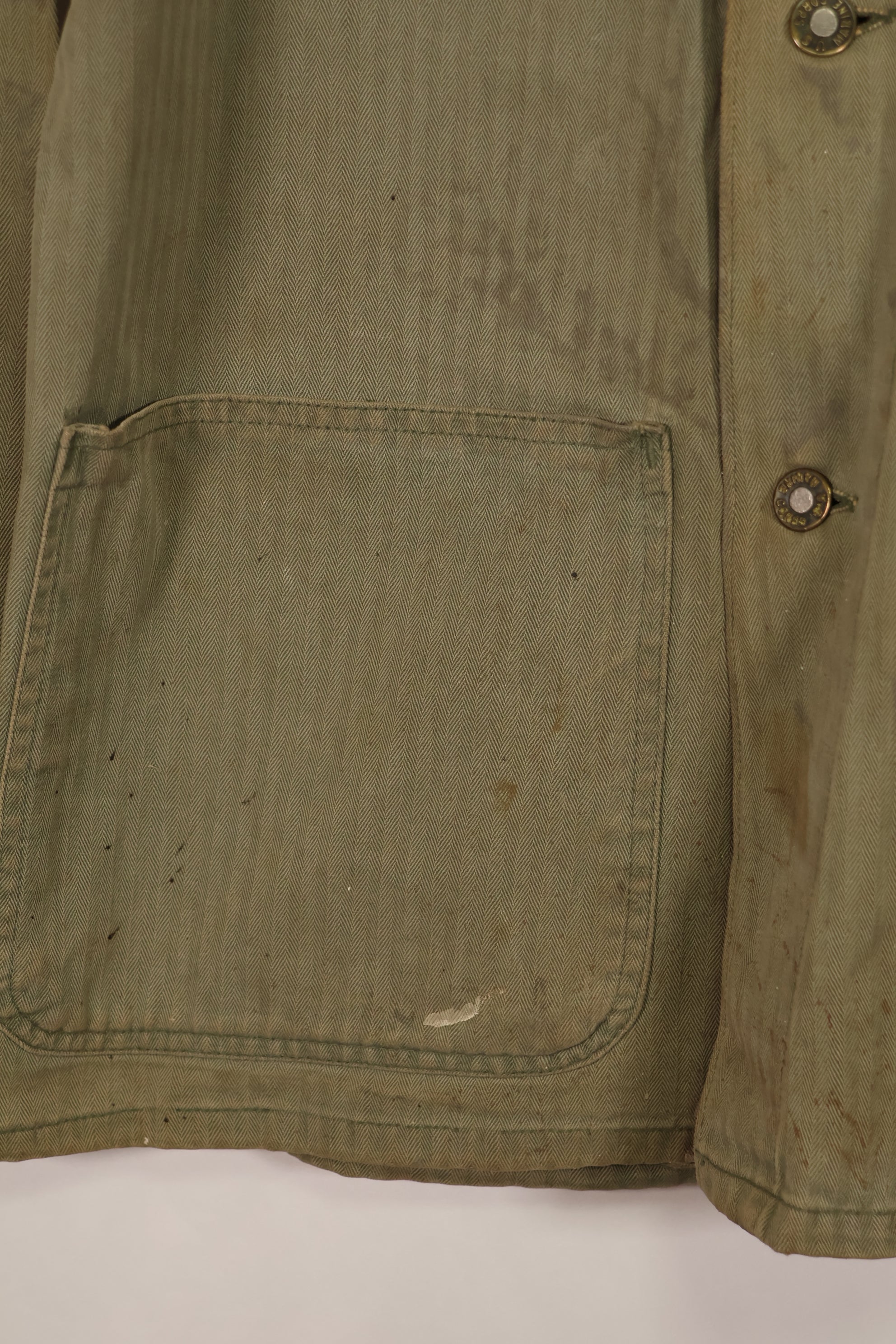 実物　WWII アメリカ海兵隊　USMC　P41　HBTジャケット　レアボタン付　中古品