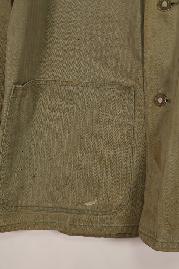 実物　WWII アメリカ海兵隊　USMC　P41　HBTジャケット　レアボタン付　中古品