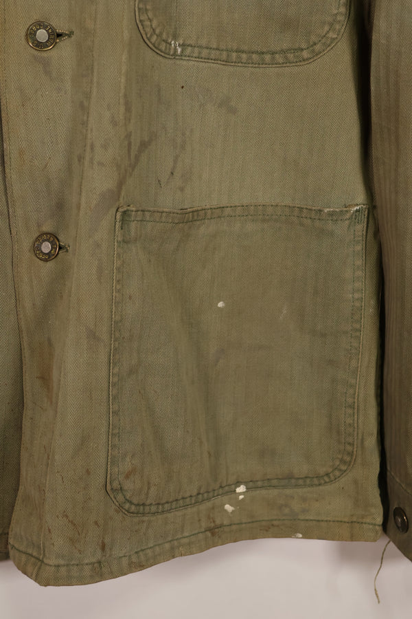 実物　WWII アメリカ海兵隊　USMC　P41　HBTジャケット　レアボタン付　中古品