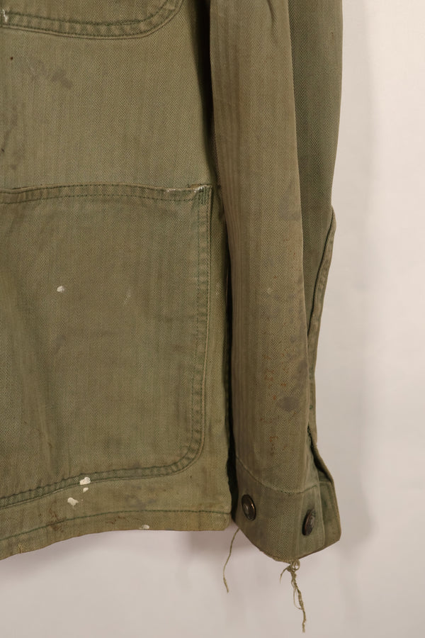 実物　WWII アメリカ海兵隊　USMC　P41　HBTジャケット　レアボタン付　中古品