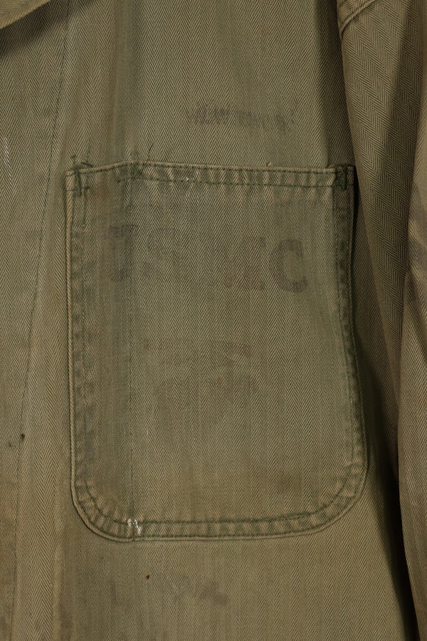 実物　WWII アメリカ海兵隊　USMC　P41　HBTジャケット　レアボタン付　中古品