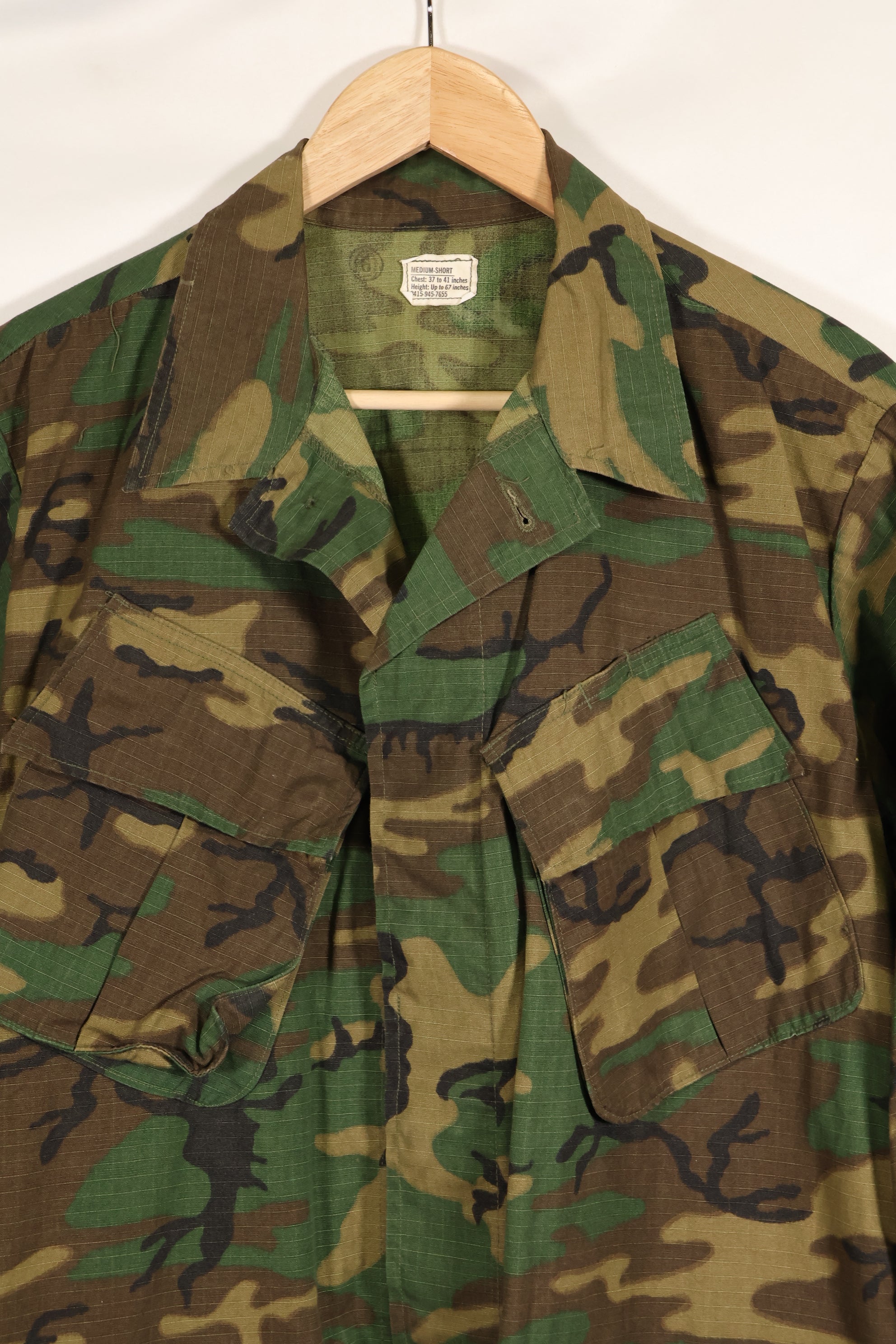 実物　1969年製　M-S　リップストップ　ERDL ファティーグジャケット　ブラウンリーフ  中古品