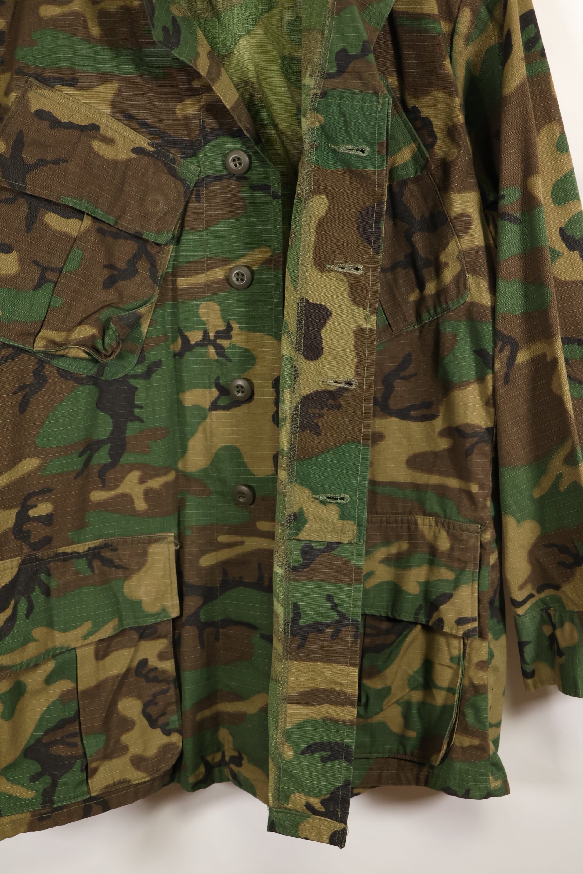 実物　1969年製　M-S　リップストップ　ERDL ファティーグジャケット　ブラウンリーフ  中古品