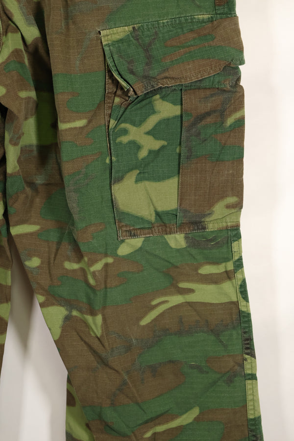 1969年契約　M-S　リップストップ　ERDL迷彩　ジャングルファティーグ　パンツ　褪色あり　中古品