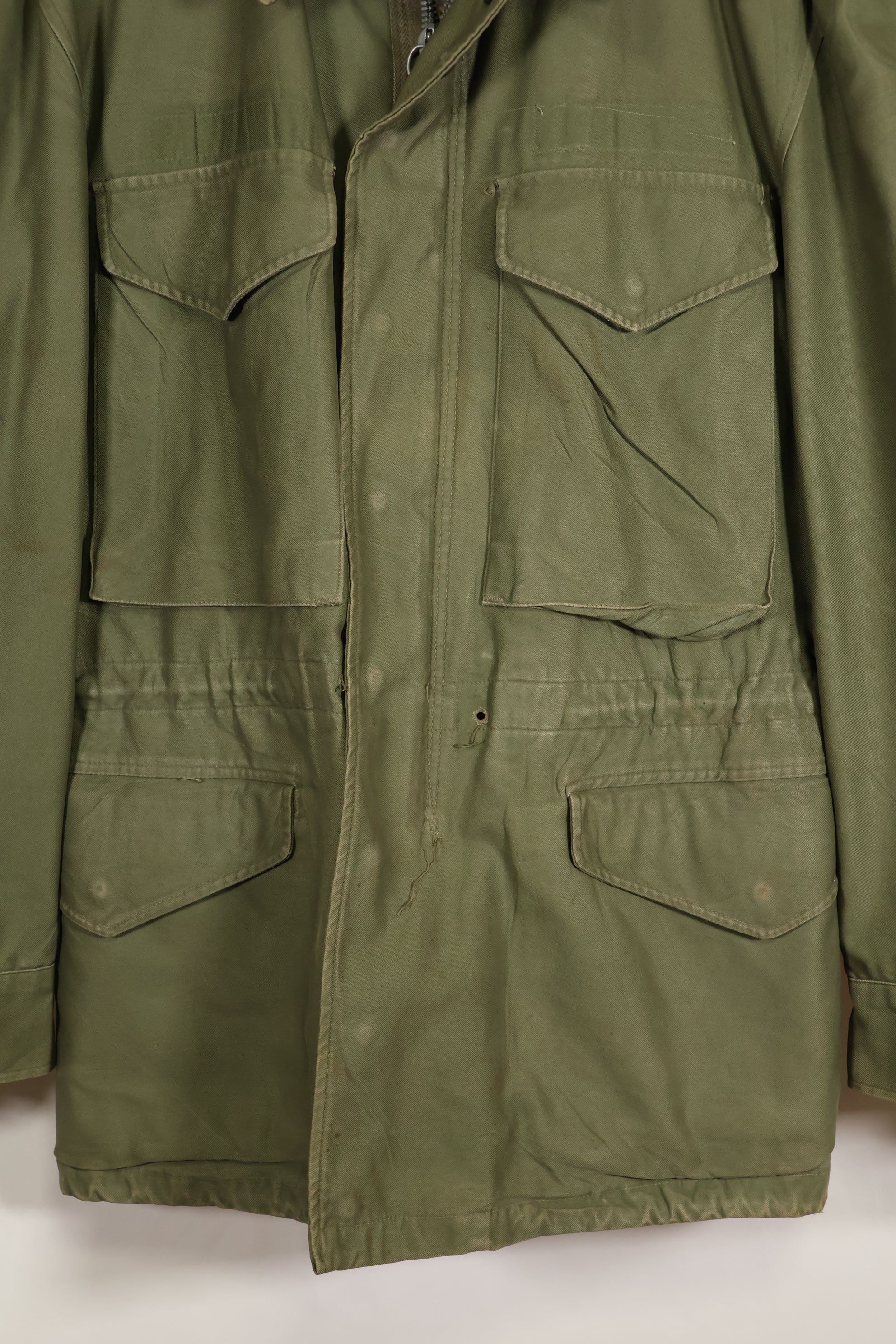 1960 Contract S-S U.S. Army M51 Field Jacket, stained, used.