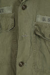 Real U.S. Army OG-107 PX utility shirt made by Poplin, used, patch retrofitted.