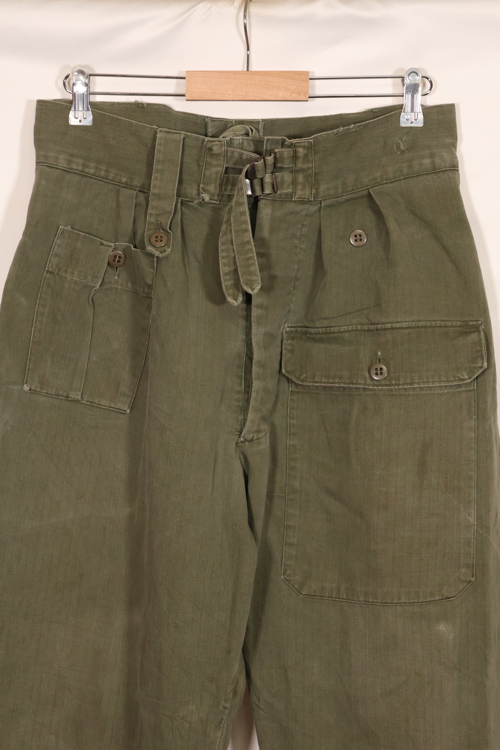 実物　1940年代　WWII アメリカ製　イギリス軍　HBT　ジャングルトラウザーズ　中古品