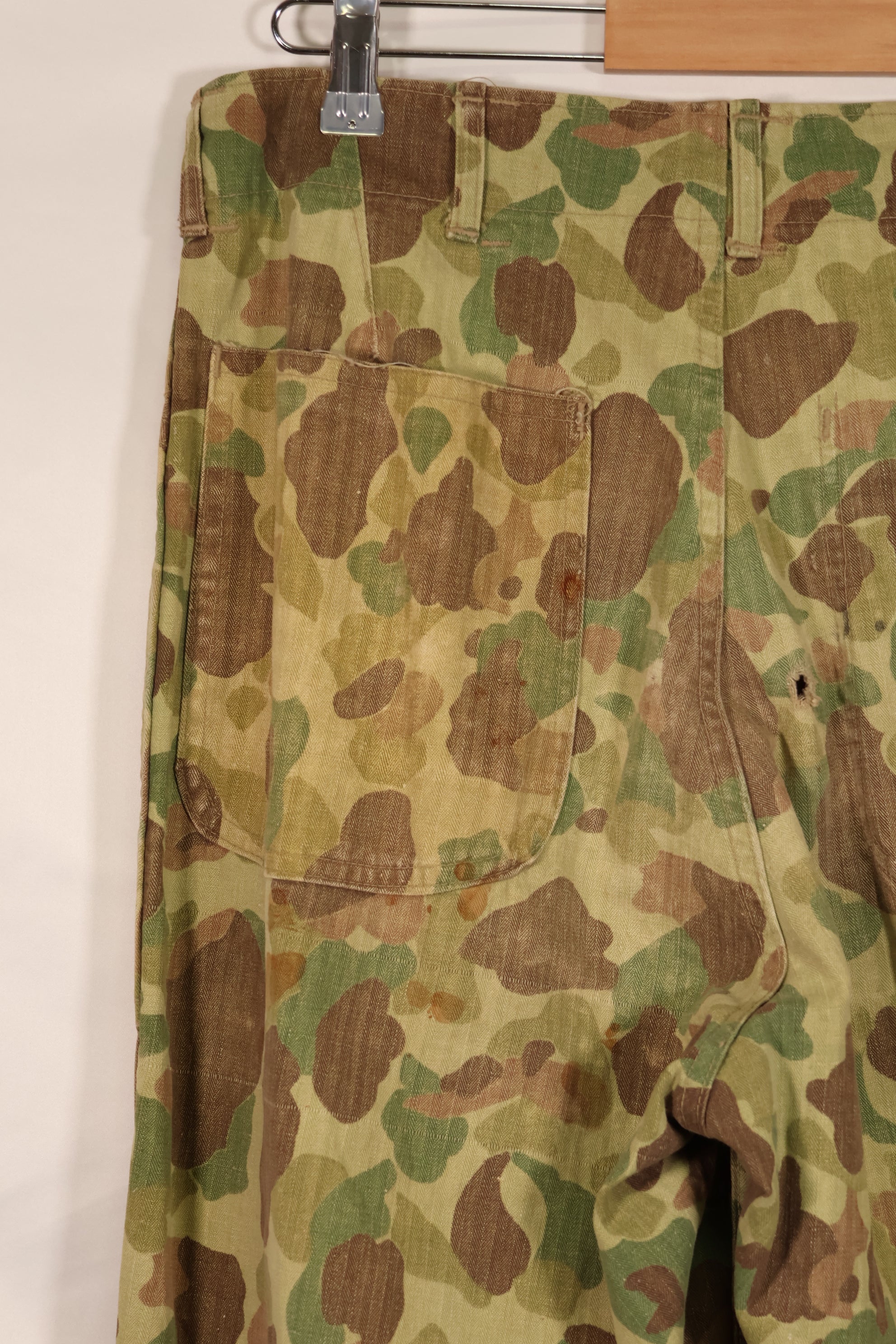 実物　WWII アメリカ海兵隊　P42　HBT　フロッグスキン迷彩　退色あり　中古品